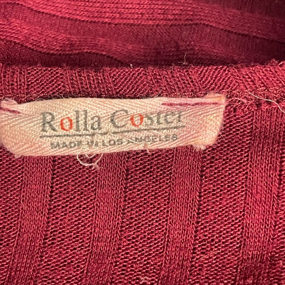 Rolla Coster Sheer Ribbed Cardigan Kimono | Burgundy Wine | Made in USA | Size S - Picture 3 of 4